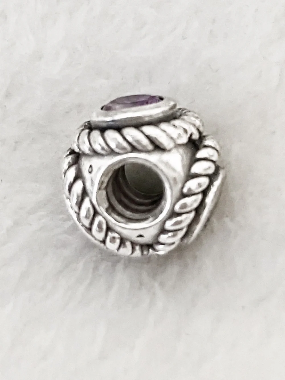 Chamilia Sterling Silver Rope Bead with Purple Swarovski Crystal/Amethyst